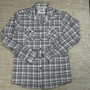 No Retreat Mens XL Blue Plaid Long Sleeve Button Front Casual Shirt Washington